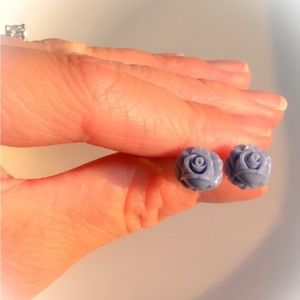 CLEAR OUT💎 2/$6 or 4/$10 Handmade Resin Rose Earrings (Blue)